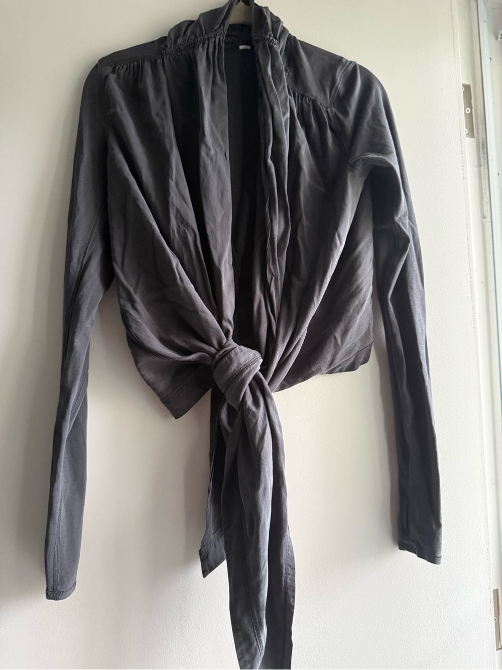 Lululemon Charcoal Tie-Front Long Sleeve shrug